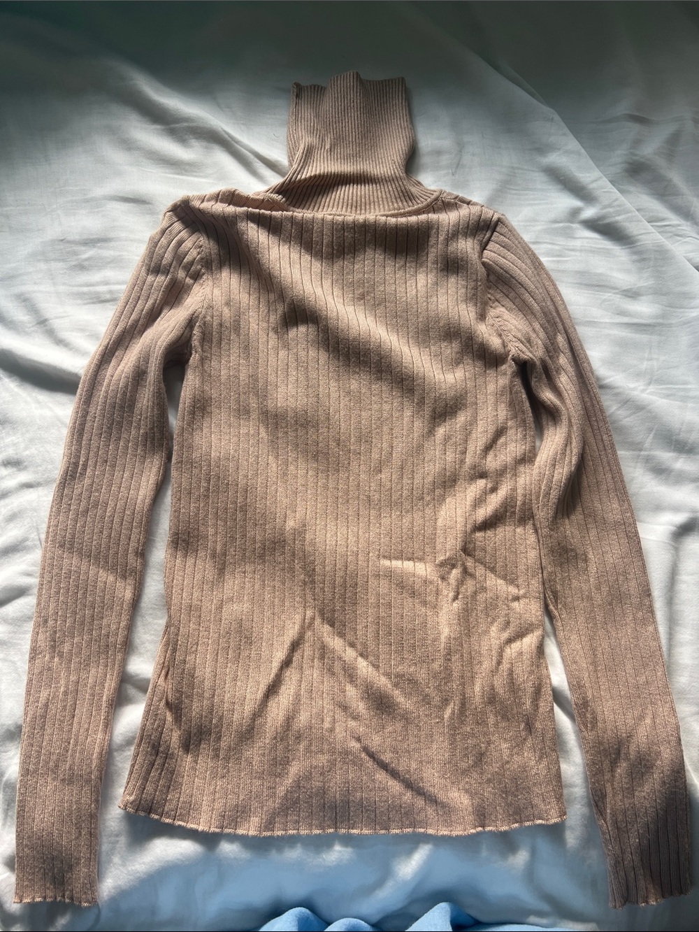 SHEIN Ribbed Turtleneck Sweater in Beige